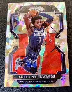 lot 61B image: Anthony Edwards Cracked Ice Prizm 2021-22 Prizm #37 Minnesota Timberwolves Basketball Card