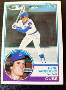 lot 68B image: Ryne Sandberg RC 1983 Topps #83 Rookie Vintage Baseball Card
