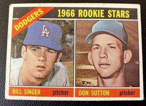lot 74B image: 1966 Topps Dodgers Rookie Stars Don Sutton Bill Singer #288 Vintage Baseball Card