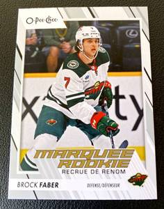 lot 79B image: Brock Faber RC 2023-24 O-Pee-Chee Marquee Rookies #580 Minnesota Wild Hockey Card
