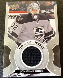 lot 84B image: Jonathan Quick Relic 2017-18 Upper Deck Game Jersey #GJ-JQ Hockey Card