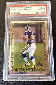 lot 91B image: Daunte Culpepper RC PSA Graded 9 Mint 1999 Topps Chrome #136 Rookie Minnesota Vikings Football Card