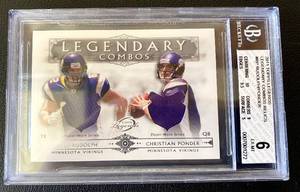 lot 96B image: 2001 Topps Legendary Combos Dual Relic 25 - Kyle Rudolph and Christain Ponder Beckett Graded 6 EX-MT Minnesota Vikings Football Card