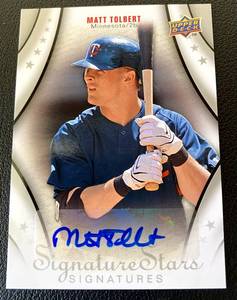 lot 99B image: Matt Tolbert Auto 2009 Upper Deck Baseball Signature Stars #174 Minnesota Twins