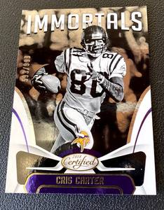 lot 136B image: Cris Carter 999 2018 Certified#102, numbered 593999, Minnesota Vikings Football Card