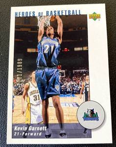 lot 179B image: Kevin Garnett 1989 2002 Upper Deck Heroes of Basketball #KG4, numbered 11711989, Minnesota Timberwolves Basketball Card