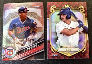 lot 180B image: Brooks Lee and Yasser Mercedes Refractors 2022 Bowmans Best Prospective Royalty #PD-13 and TP-25 Minnesota Twins Baseball Cards
