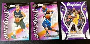 lot 195B image: Magicians 3 Card Lot - LeBron James, Luka Doncic, Anthony Edwards Basketball Cards