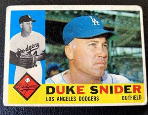 lot 199B image: Duke Snider 1960 Topps #493 Vintage Baseball Card