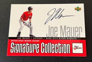 lot 3A image: Joe Mauer RC Auto 2002 Upper Deck Minor League Signature Collection #JO Signed Minnesota Twins Baseball Card