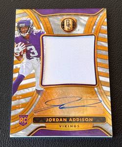 lot 4 image: Jordan Addison Auto Relic 49 RC 2023 Gold Standard #RAJ-20 Rookie Signed Patch Minnesota Vikings Football Card