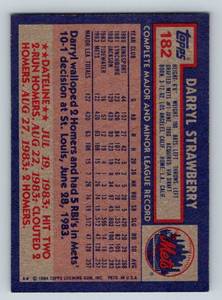 lot 27C image: Darryl Strawberry RC 1984 Topps #182 Rookie Vintage Baseball Card