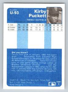 lot 2C image: Kirby Puckett RC - 1st Twins Card - 1984 Fleer Update #U-93, RARE Vintage Rookie Minnesota Twins Baseball Card
