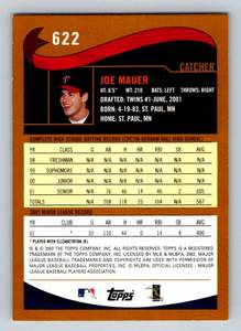 lot 37C image: Joe Mauer RC 2002 Topps Draft Picks Limited Edition #622 Rookie Minnesota Twins Baseball Card