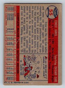 lot 55C image: Ernie Banks 1957 Topps #55 Vintage Baseball Card