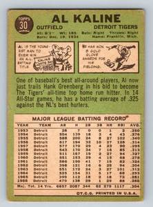 lot 58C image: Al Kaline 1967 Topps #30 Vintage Baseball Card