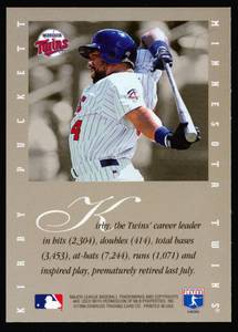 lot 1A image: Kirby Puckett Auto 1996 Leaf Authentic Signature Minnesota Twins Signed Baseball Card - RARE