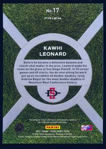 lot 14C image: Kawhi Leonard 2021 Prizm Draft Picks On Campus Short PrintCase Hit - 2021 Panini Prizm Draft Picks #17 - Basketball Card