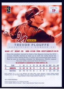 lot 43C image: Trevor Plouffe Auto 2012 Prizm #TP Minnesota Twins Baseball Card