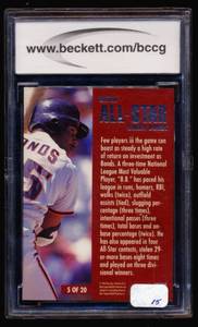 lot 134C image: Barry Bonds BGS Graded 10 Gem Mint - 1995 Ultra All Stars Gold Medallion #5