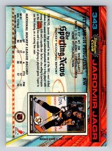 lot 230B image: Jaromir Jagr RC 1991 Topps Stadium Club # 343 Rookie Hockey Card