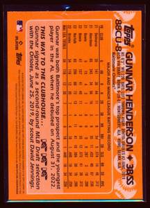 lot 237 image: Gunnar Henderson RC 2023 Topps #88CU-8 Rookie Baseball Card