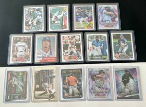 lot 74C image: Lot of 14 Random Young Stars of MLB - Carroll (2) Chourio (1) Diaz (1) Franco (1) Henderson (1)  Caminero (1) Rutschman (1)  Witt Jr. (1) Robert Jr. (1) Rodriguez (1) Harris II (1) Guerrero Jr. (2)