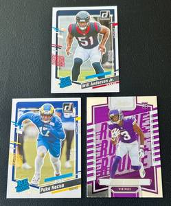 lot 84C image: Lot of 3 Up and Coming Rookie Cards - 2023 Absolute RC Jordan Addison #112 23 Donruss RR Puka Nacua #357 23 Donruss RR Will Anderson Jr. #342