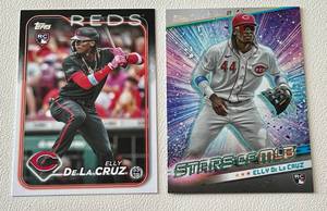 lot 99C image: Lot of 2 Elly De La Cruz Rookie Cards - 2024 Topps Base #141 2024 Topps Stars of MLB #SMLB-23 - Baseball