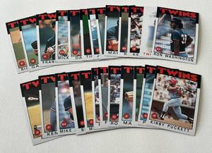 lot 241 image: 1986 Topps 26 Card Minnesota Twins Baseball Card Set - With 2nd Year Kirby Puckett