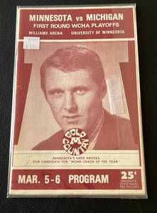 lot 220A image: 1973-1974 University of Minnesota Hockey WCHA Playoffs 1st Round Program vs. Michigan - Vintage