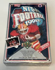 lot 102A image: 1991 Upper Deck NFL Football Factory Sealed Pack Box - 36 Packs of Football Cards