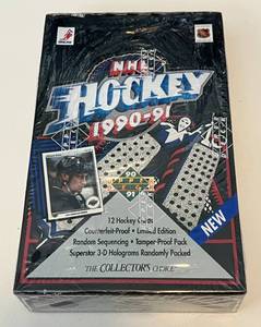lot 103A image: 1990-91 Upper Deck NHL Hockey Factory Sealed Back Box - 36 Packs of Hockey Cards