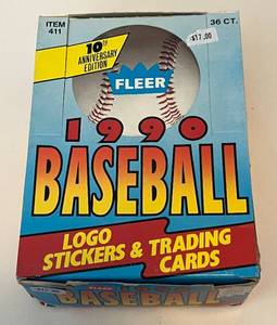 lot 107A image: 1990 Fleer Baseball Pack Box - 36 Packs of Sealed Baseball Cards