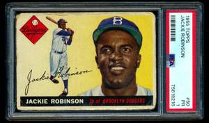 lot 1 image: Jackie Robinson 1955 Topps #50 PSA Graded 1 Vintage Baseball Card