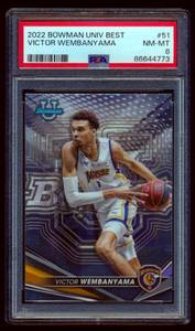lot 13B image: Victor Wembanyama RC PSA Graded 9 NM-MT 2022 Bowman University Best #51 Rookie Basketball Card