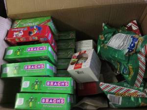 box of candy canes, starwars candy and more in date
