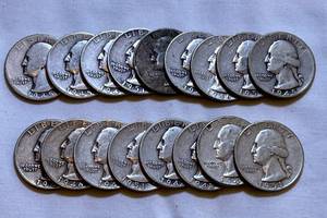lot COIN14 image: 90% Silver Quarters - 17 Total - Various Years