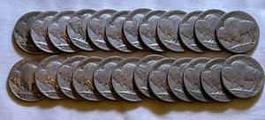 lot COIN15 image: Buffalo Nickels with dates visible-24 Total Various Years