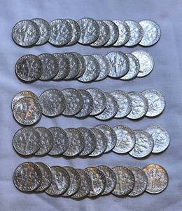 lot COIN19 image: 1964 90% Silver Dimes - 50 Total LOT THREE