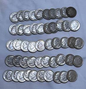 lot COIN24 image: Silver Dimes - Various Years - 50 Total - 90% Silver