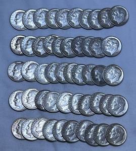 lot COIN25 image: 1963 90% Silver Dimes - 50 Total