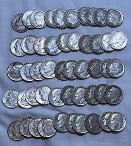 lot COIN26 image: 1957 & 1958 90% Silver Dimes - 50 Total