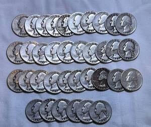 lot COIN37 image: 1943 Silver Quarters - Total 36- 90% Silver