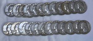 lot COIN40 image: 1960 Silver Quarters - Total 24 - 90% Silver