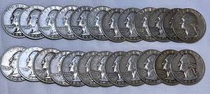 lot COIN45 image: 1954 Silver Quarters - Total 24 - 90% Silver
