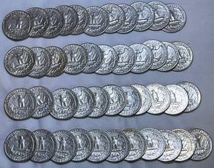 lot COIN46 image: 1964 Silver Quarters- Total 44 - 90% Silver LOT TWO
