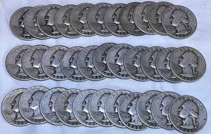 lot COIN50 image: 1952 Silver Quarters - Total 33 - 90% Silver