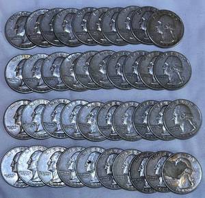lot COIN51 image: 1961 Silver Quarters - Total 40 - 90% Silver