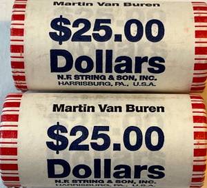 lot COIN82 image: Martin Van Buren Presentidental Dollar Roll - uncirculatedunopened Rolls -2 rolls of $25